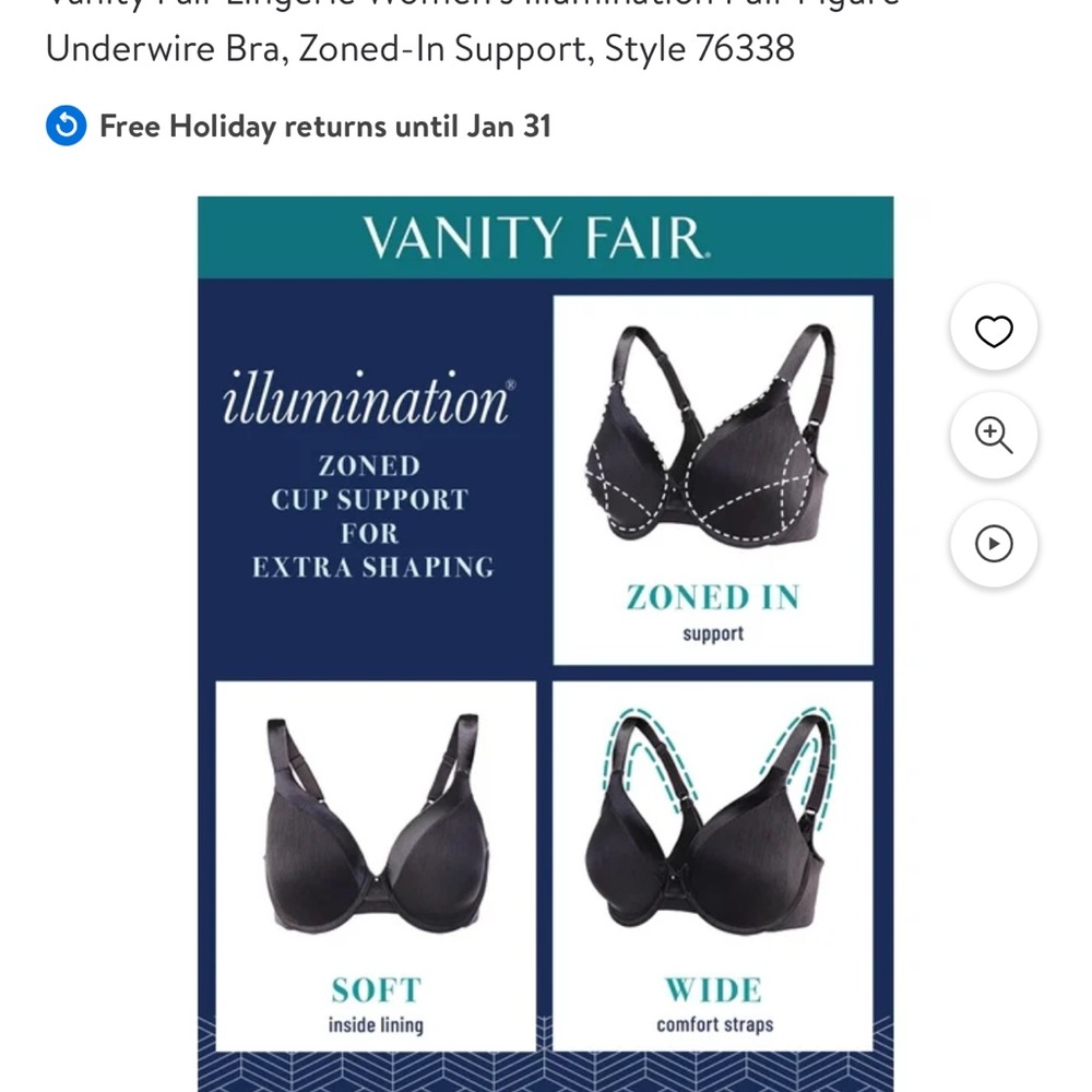 🏝️Vanity Fair Women's Illumination Support Bra Size 40DD Rose Beige - Picture 5 of 12